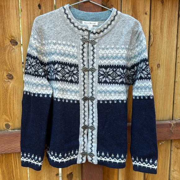 Susan Bristol Sweaters - VTG Susan Bristol 100% Wool Fair Isle Nordic Icelandic Cardigan Ski Sweater S